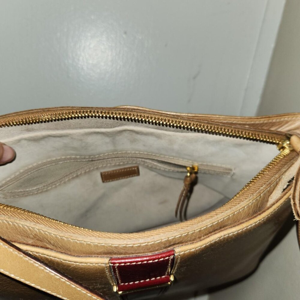 Vintage 90s Kate Spade New York Caramel Brown/Tan Leather Shoulder Bag! - Picture 7 of 8